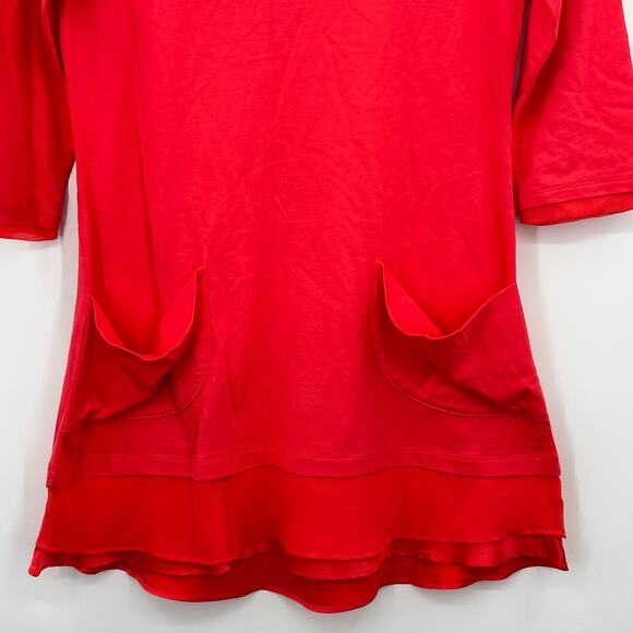 LOGO by Lori Goldstein Coral Jersey Tunic w/ Layered Satin Chiffon Hem 2XSP - Picture 2 of 8